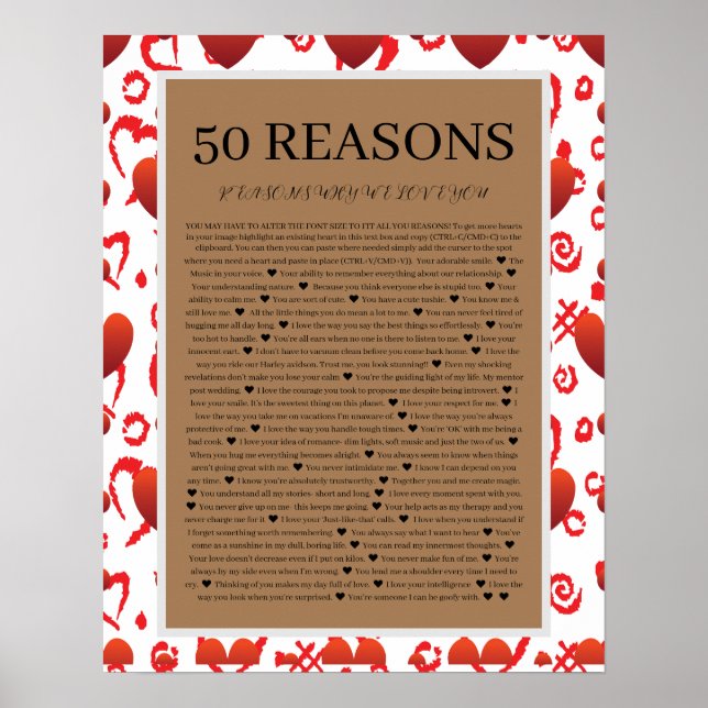 50 Reasons we love you Poster (Front)
