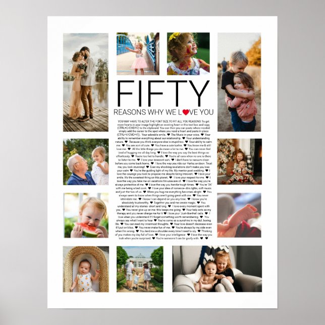 50 reasons why we love you photo collage poster (Front)