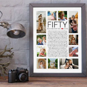 50 reasons why we love you photo collage poster