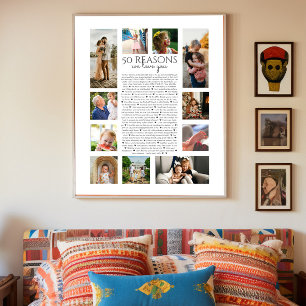 50 reasons why we love you photo collage poster
