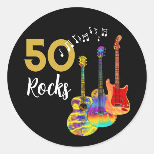 50 Rocks 50th birthday party Classic Round Sticker