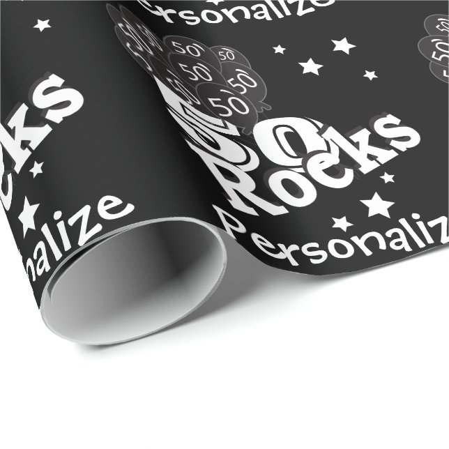 50 Rocks Birthday | Personalise Wrapping Paper (Roll Corner)
