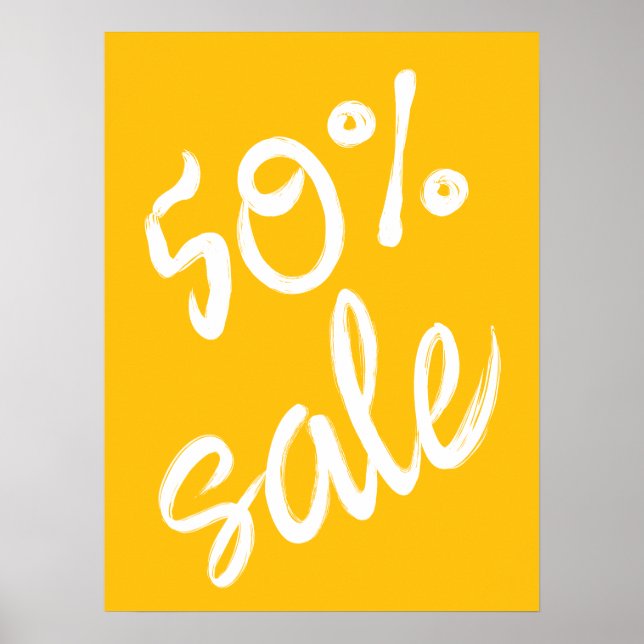 50% Sale Sign, 18x24 Yellow Sale Poster (Front)