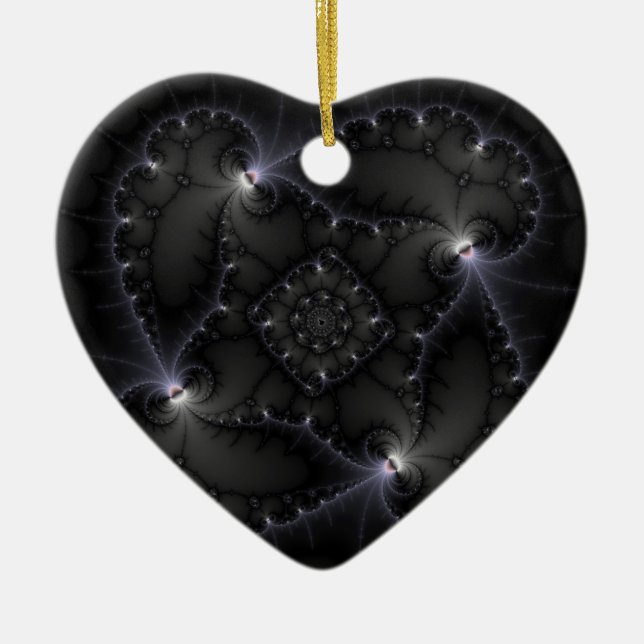 50 Shades Of Grey - Fractal Art Ceramic Tree Decoration (Front)