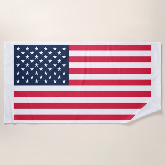 50-Star American Flag: Old Glory Stars and Stripes Beach Towel (Front)