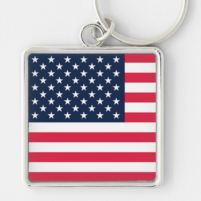 50-Star American Flag: Old Glory Stars and Stripes Key Ring (Front)