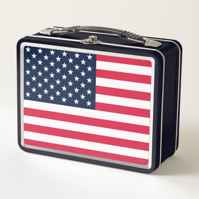 50-Star American Flag: Old Glory Stars and Stripes Metal Lunch Box (Front)