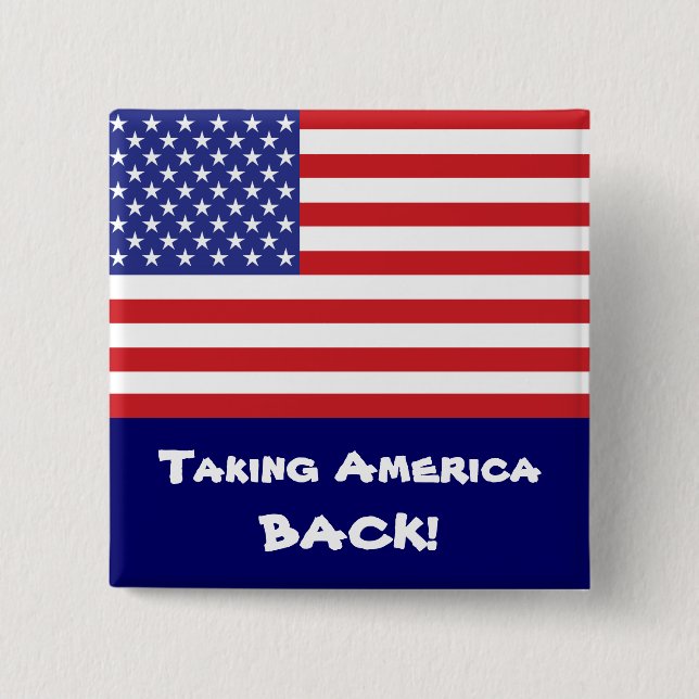 50-Star U.S. Flag 15 Cm Square Badge (Front)