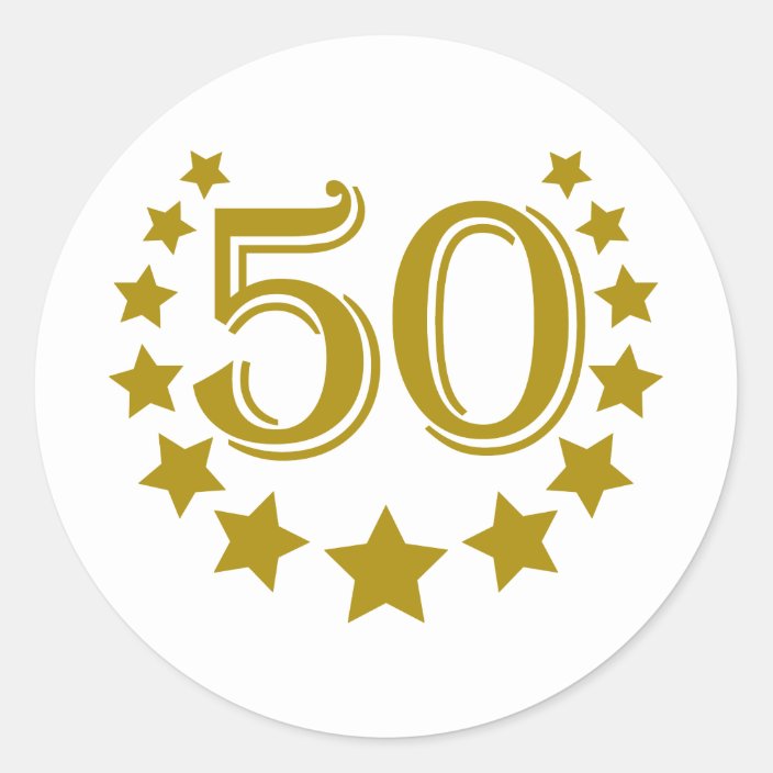 50-stars-Birthday.png Classic Round Sticker | Zazzle.co.uk