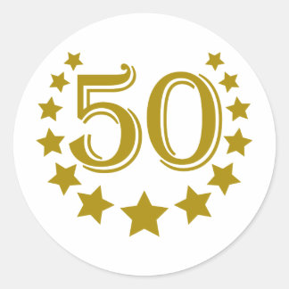 50-stars-Birthday.png Classic Round Sticker