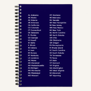 50 States List 2 Column – Blue Spiral Notebook