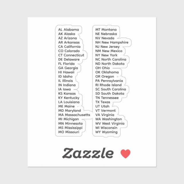 50 States List Alphabetical Order (Sheet)