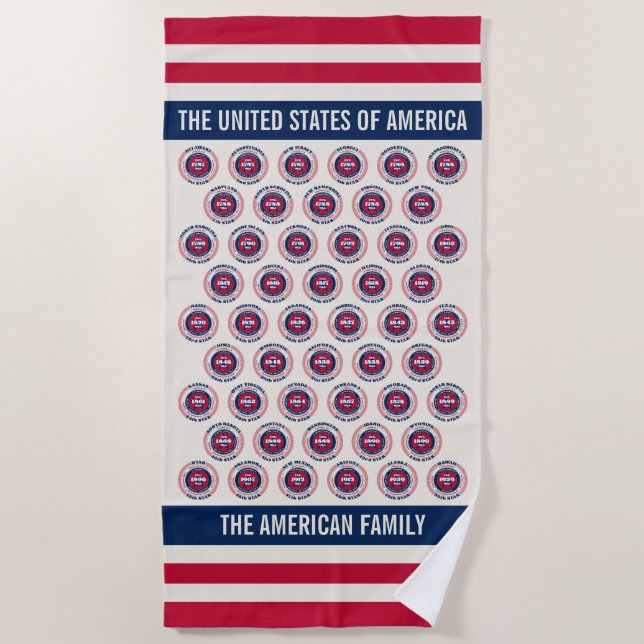 50 States of America United States Beach Towel (Front)