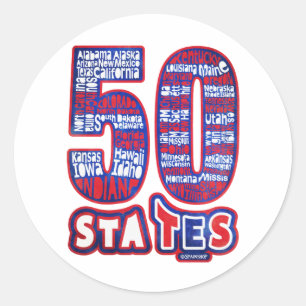 50 STATES USA CLASSIC ROUND STICKER