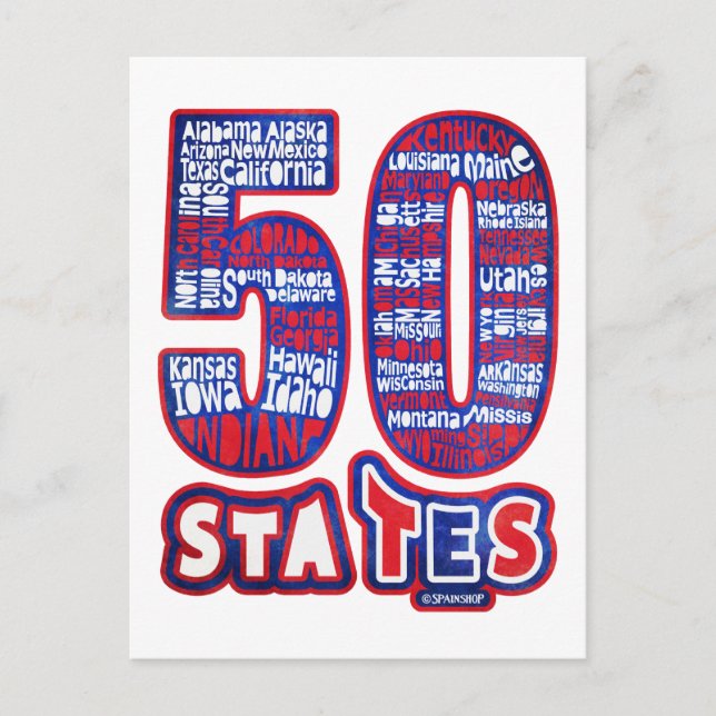 50 STATES USA POSTCARD (Front)