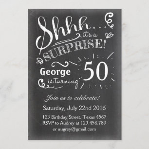 50 Surprise birthday invitation Chalkboard Rustic