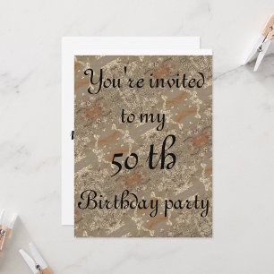 50 th Birthday abstract golden pattern Invitation