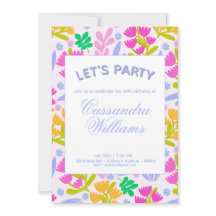 50 th floral elegant chic watercolor Invitation