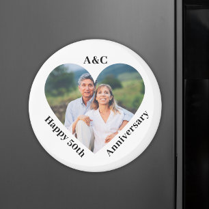 50 Wedding Anniversary Couple Keepsake Heart Photo Magnet