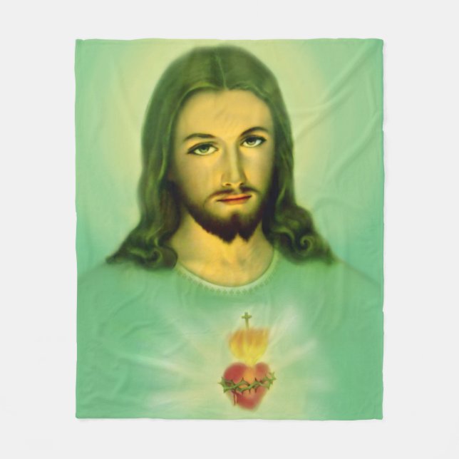 50"x60" Sacred Heart of Jesus Fleece Blanket (Front)