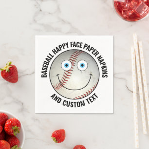 50 x Custom Baseball Party BLUE EYES Happy Face Napkin