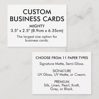 50 x MIGHTY Size 3.5" x 2.5" the Largest Size Business Card