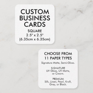 50 x SQUARE 2.5" (6.35 cm) with Rounded Edges Business Card