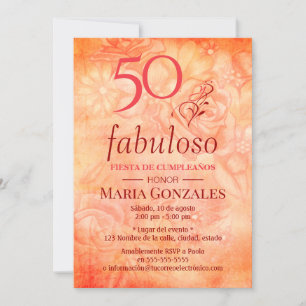50 Y fabuloso Vintage Chic Floral Pattern Invitation