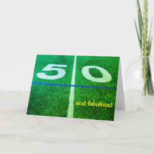 50 yard line football field 50th birthday card