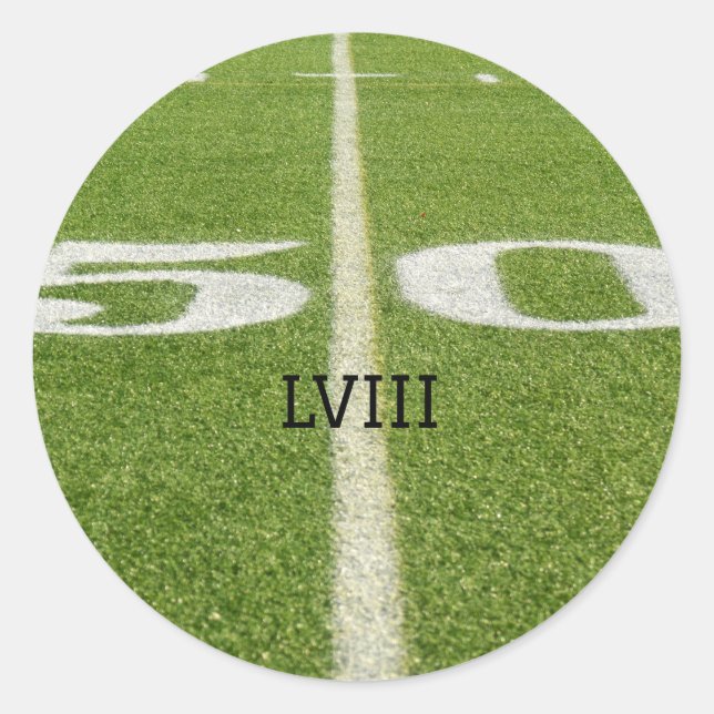 50 Yard Line Football Field  Classic Round Sticker (Front)