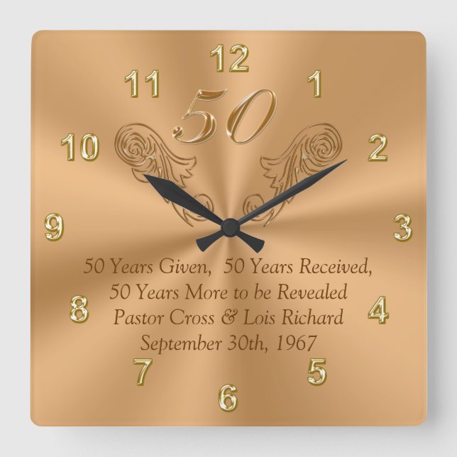 50 Year Celebration Clock with Your Text or Delete (Front)