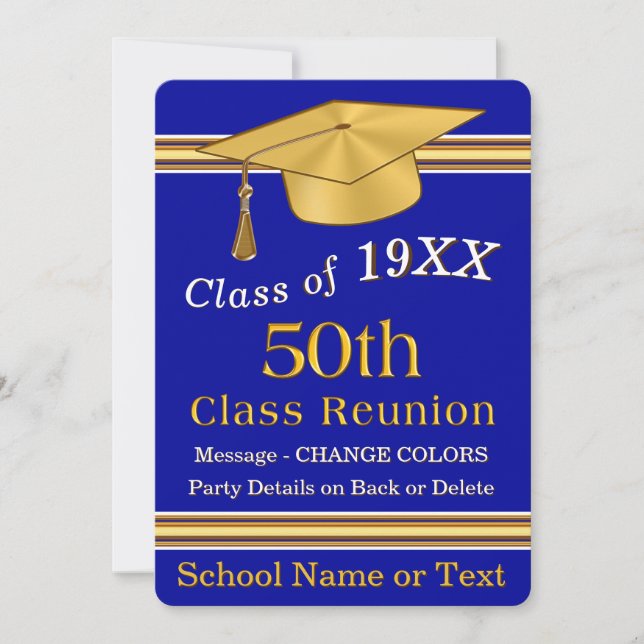 50 Year Class Reunion Invitations and Template, (Front)