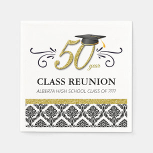 50 Year Class Reunion Napkins - Black and Gold