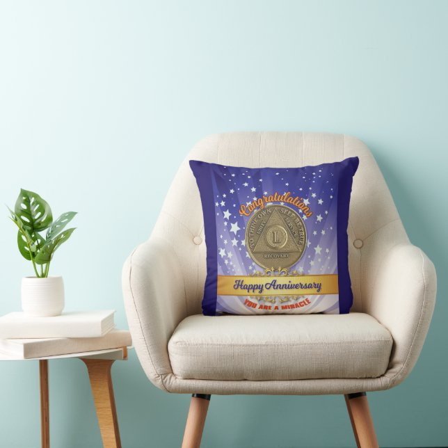 50 Year CUSTOM NAME Sober Anniversary Miracle Cushion (Chair)