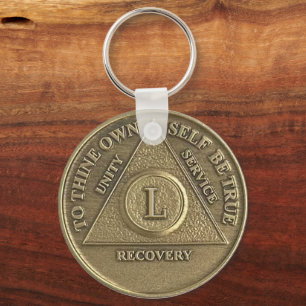 50 Year CUSTOM NAME Sober Medallion Key Ring