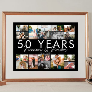 50 year golden wedding anniversary photo collage poster
