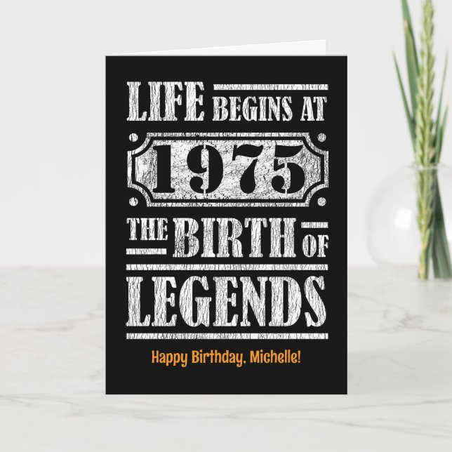 50 Year Old 1975 Birth Of Legend 50th Birthday Card (Front)