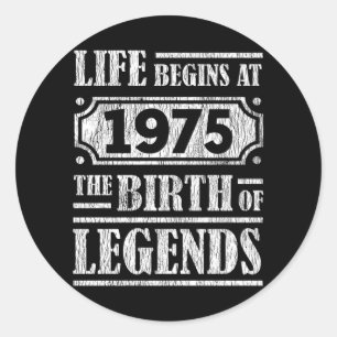 50 Year Old 1975 Birth Of Legend 50th Birthday Classic Round Sticker