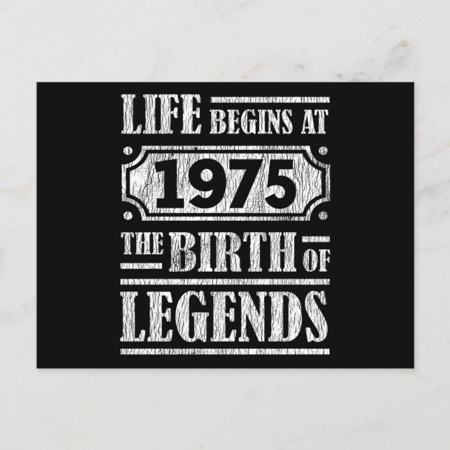 50 Year Old 1975 Birth Of Legend 50th Birthday Postcard (Front)