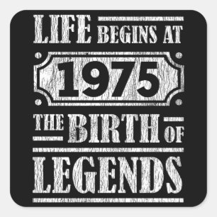 50 Year Old 1975 Birth Of Legend 50th Birthday Square Sticker