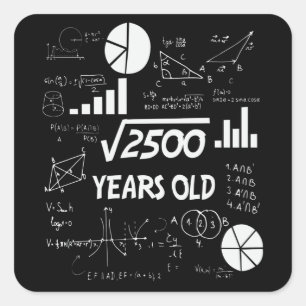 50 Year Old Bday Math Teacher 50th Birthday Gift Square Sticker