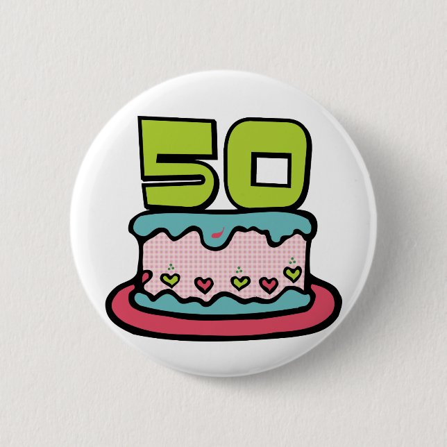 50 Year Old Birthday Cake 6 Cm Round Badge (Front)