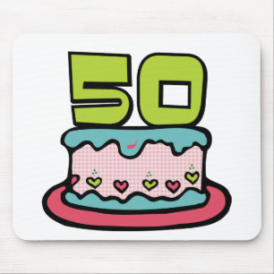 50 Year Old Birthday Cake Mouse Mat