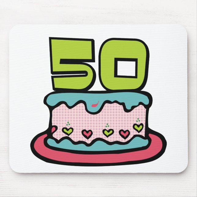 50 Year Old Birthday Cake Mouse Mat (Front)