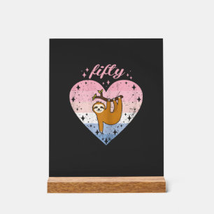 50 Year Old Cute Sloth Birthday Girl 50th B-day T- Acrylic Sign