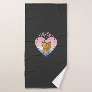 50 Year Old Cute Sloth Birthday Girl 50th B-day T- Bath Towel