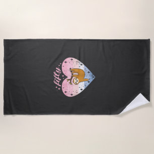 50 Year Old Cute Sloth Birthday Girl 50th B-day T- Beach Towel