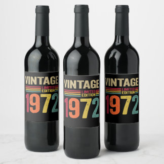 50 Year Old Gifts Vintage 1972 70th Birthday gift  Wine Label