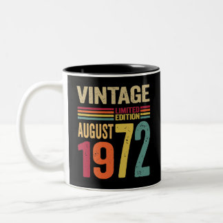 50 Year Old Gifts Vintage August 1972 - 50th BDay  Two-Tone Coffee Mug