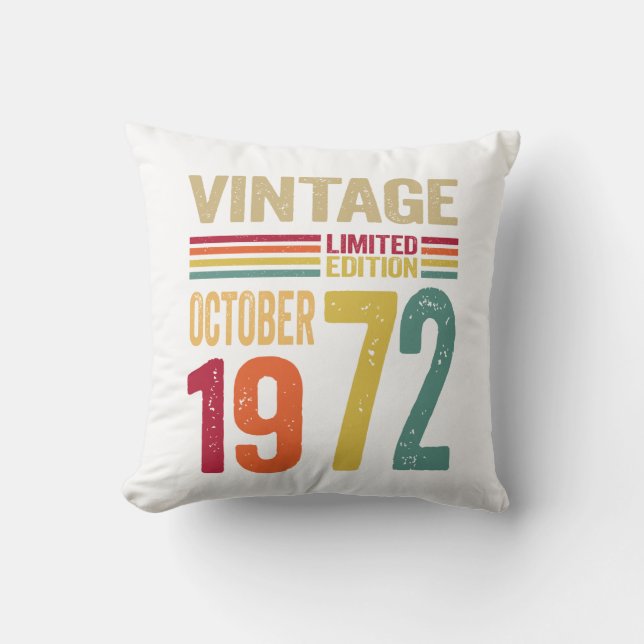 50 Year Old Gifts Vintage October 1972  Cushion (Front)